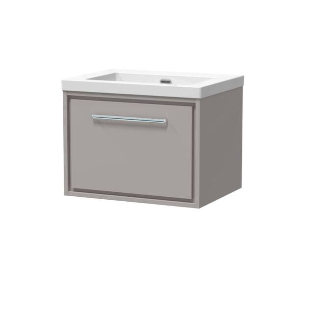 Balterley Bathroom 1 Soft-Close Drawer Wall Hung Fireclay Basin, Grey, 600mm in Grey - image 1