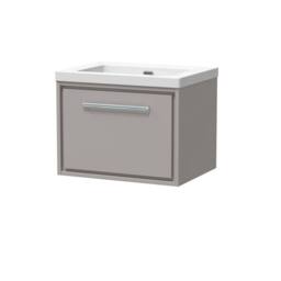 Balterley Bathroom 1 Soft-Close Drawer Wall Hung Fireclay Basin, Grey, 600mm in Grey - thumbnail 1
