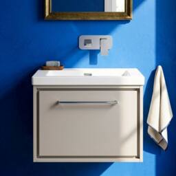 Balterley Bathroom 1 Soft-Close Drawer Wall Hung Fireclay Basin, Grey, 600mm in Grey - thumbnail 3
