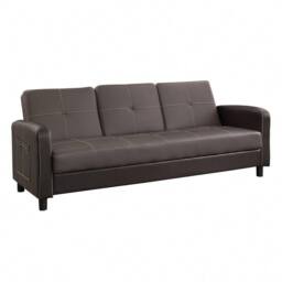 Home Detail DISCONTINUED Tampa Faux Leather Sofa Bed With Constrast Stitching & Pulldown Cupholder in True Black - thumbnail 3