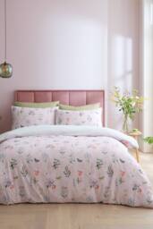 RHS x Catherine Lansfield 'Enchanted Butterfly Garden' So Soft Duvet Cover Set in Pink - Size: Double - thumbnail 2