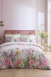 RHS x Catherine Lansfield 'Enchanted Butterfly Garden' So Soft Duvet Cover Set in Pink - Size: Double - thumbnail 1