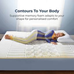 Coopers of Stortford Memory Foam Mattress Topper - Pressure-Relieving Support - Single in White - thumbnail 4