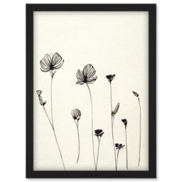 Artery8 Stylish Minimalist Flower Illustration Line Drawing With Black Ink Artwork Framed Wall Art Print A4 - thumbnail 1