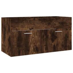 Berkfield Home Practical 2 Piece Bathroom Furniture Set Smoked Oak Engineered Wood in Brown - thumbnail 7