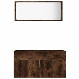 Berkfield Home Practical 2 Piece Bathroom Furniture Set Smoked Oak Engineered Wood in Brown - thumbnail 5