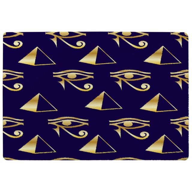 Benjamin Tate Design Gold Pyramid & Eye Of Horus Rug in Natural - Size: Large - image 1