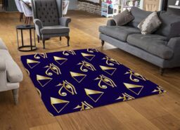 Benjamin Tate Design Gold Pyramid & Eye Of Horus Rug in Natural - Size: Large - thumbnail 2
