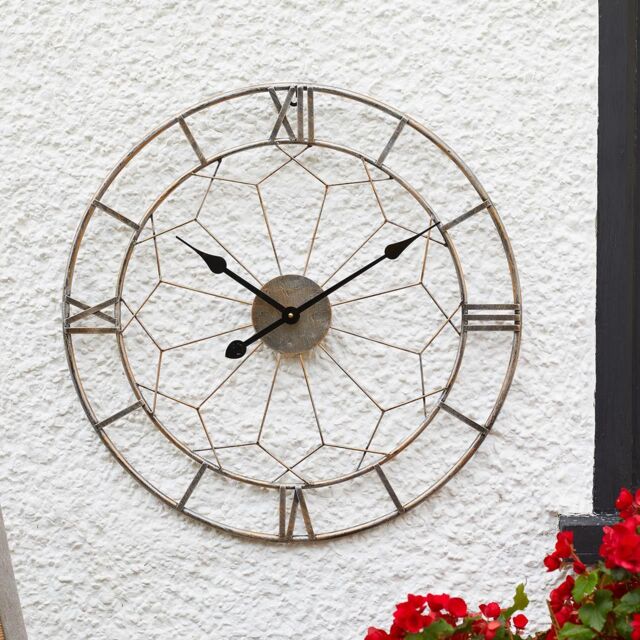 mysmartbuy London Indoor or Outdoor Garden Metal Skeleton Wall Clock - 60cm Dia in Copper - image 1
