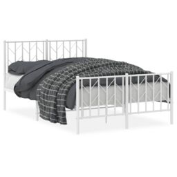 Berkfield Home Metal Bed Frame without Mattress with Footboard¬†White 120x200cm in White - Size: Small Double - thumbnail 2