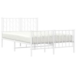 Berkfield Home Metal Bed Frame without Mattress with Footboard¬†White 120x200cm in White - Size: Small Double - thumbnail 3