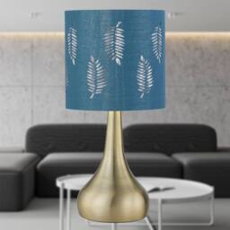 First Choice Lighting Romana - Antique Brass Touch Operated Table Lamp with Teal Fern Shade in Bronze - thumbnail 3