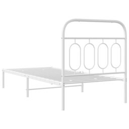 Berkfield Home Metal Bed Frame without Mattress with Headboard White 90x190cm - Size: 90x190 cm - thumbnail 6