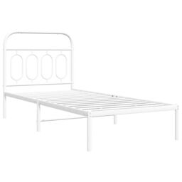 Berkfield Home Metal Bed Frame without Mattress with Headboard White 90x190cm - Size: 90x190 cm - thumbnail 3