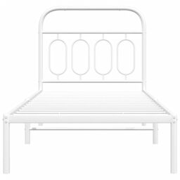 Berkfield Home Metal Bed Frame without Mattress with Headboard White 90x190cm - Size: 90x190 cm - thumbnail 4