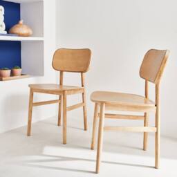 sweeek Pair Of Hevea Wood Chairs in Light Brown - thumbnail 6