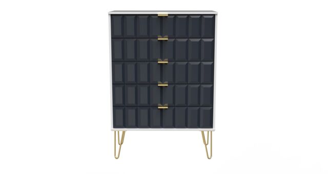 Ready Assembled 2 U Metro 5 Drawer Chest (Ready Assembled) in Dark Blue - image 1