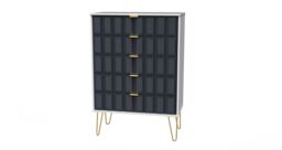 Ready Assembled 2 U Metro 5 Drawer Chest (Ready Assembled) in Dark Blue - thumbnail 3