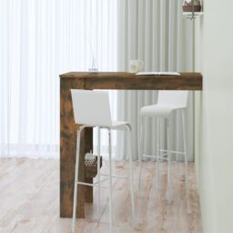 Berkfield Home Wall Bar Table Smoked Oak 102x45x103.5 cm Engineered Wood in Brown - thumbnail 6