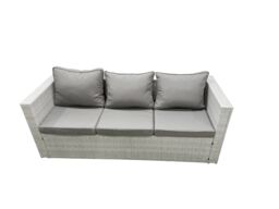 Fimous Wicker PE Rattan Sofa Garden Furniture Set with Oblong Coffee Table Armchair 2 Big Footstools Side Table Light Grey Mixed - thumbnail 4