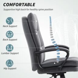 HOMCOM Fabric Office Chair, Computer Desk Chair for Home, Charcoal Grey in Dark Grey - thumbnail 4