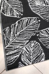 Fusion 'Matteo' Leaf Print UV Resistant Outdoor Rug in Black - Size: 170 cm x 120 cm - thumbnail 2