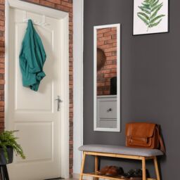 Costway Full Length Over the Door Mirror Bedroom Entryway Wall Hanging Full Body Mirror in White - thumbnail 5