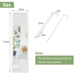 Costway Full Length Over the Door Mirror Bedroom Entryway Wall Hanging Full Body Mirror in White - thumbnail 2