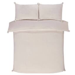 Smart Living Luxurious Pom Pom Fleece Duvet Cover with Pillowcases in Cream - Size: Single - thumbnail 2