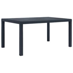 Berkfield Home Garden Table Anthracite 150x90x72 cm Plastic Rattan Look in Black - Size: 150 x 90 x 72 cm - thumbnail 1