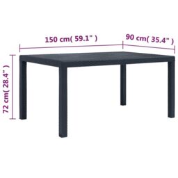 Berkfield Home Garden Table Anthracite 150x90x72 cm Plastic Rattan Look in Black - Size: 150 x 90 x 72 cm - thumbnail 5