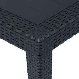 Berkfield Home Garden Table Anthracite 150x90x72 cm Plastic Rattan Look in Black - Size: 150 x 90 x 72 cm - thumbnail 3