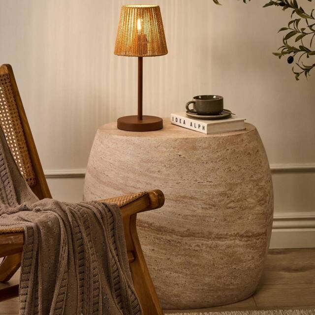 Wyld and Coco Table Lamp - Brown Paper Rope Shade Matte Iron Base - image 1
