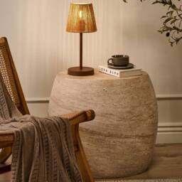 Wyld and Coco Table Lamp - Brown Paper Rope Shade Matte Iron Base