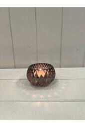 KDMD Amethyst Diamond Pattern Tealight Holder in Purple