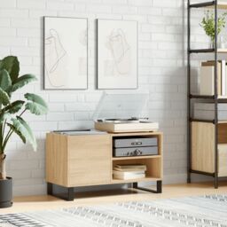 Berkfield Home Record Cabinet Sonoma Oak 85x38x48 cm Engineered Wood in Brown - Size: 85 x 38 x 48 cm - thumbnail 1