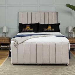 UK Bed Furniture Belvoir End Lift Divan Ottoman Bed with 54 Inch Headboard in Silver - Size: King - thumbnail 2