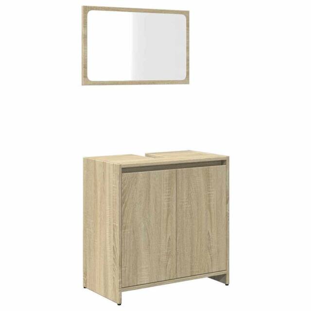 Berkfield Home Bathroom Furniture Set Sonoma Oak Engineered Wood in Brown - image 1