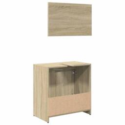 Berkfield Home Bathroom Furniture Set Sonoma Oak Engineered Wood in Brown - thumbnail 8
