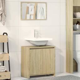 Berkfield Home Bathroom Furniture Set Sonoma Oak Engineered Wood in Brown - thumbnail 2