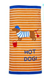 Catherine Lansfield 'Hot Dog' Cotton Beach Towel in Orange - thumbnail 3