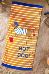 Catherine Lansfield 'Hot Dog' Cotton Beach Towel in Orange - thumbnail 1