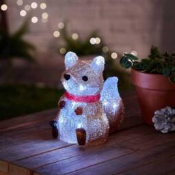 Samuel Alexander 14cm Light up Christmas Ice Fox with 12 Cool White LEDs in Brown - thumbnail 2