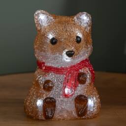 Samuel Alexander 14cm Light up Christmas Ice Fox with 12 Cool White LEDs in Brown - thumbnail 5