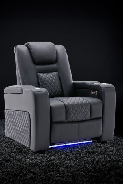 More4Homes Broadway Cinema Electric Recliner Chair USB Charging LED Base in Black - image 1