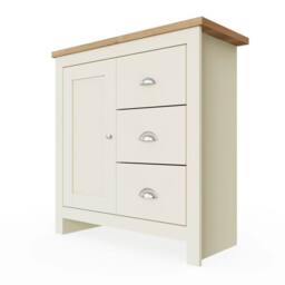 SPETLEK Sideboard Cabinet Living Room Multi Unit 3 Drawers in Cream - Size: 0.6m2 - thumbnail 2