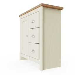 SPETLEK Sideboard Cabinet Living Room Multi Unit 3 Drawers in Cream - Size: 0.6m2 - thumbnail 3