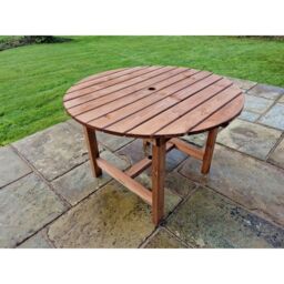 Churnet Valley Garden Furniture Ltd Valley Round Garden Dining Table - Timber - Minimal Assembly Required in Brown - thumbnail 2