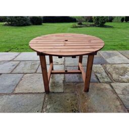 Churnet Valley Garden Furniture Ltd Valley Round Garden Dining Table - Timber - Minimal Assembly Required in Brown - thumbnail 1