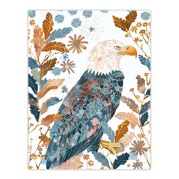 "Artery8 Bald Eagle on Autumn Tree Watercolour Folk Art Wall Art Print - Size: W18"" x H24""" - thumbnail 1